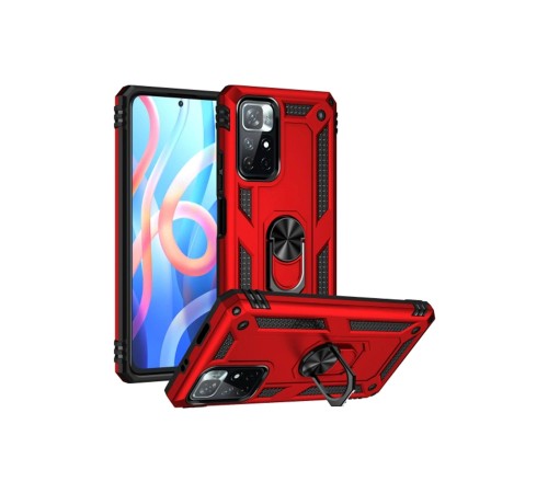 Xiaomi Redmi Note 11T Kılıf Sofya Yüzüklü Silikon Kapak - Kırmızı Xiaomi Redmi Note 11T Kılıf Sofya Yüzüklü Silikon Kapak - Kırmızı