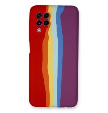 Samsung Galaxy A22 Kılıf Ebruli Lansman Silikon - Kırmızı-Mor