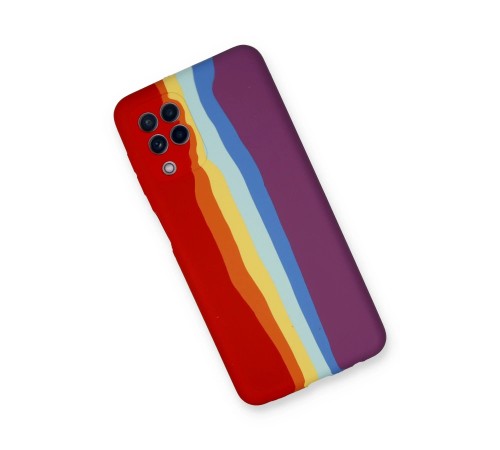 Samsung Galaxy A22 Kılıf Ebruli Lansman Silikon - Kırmızı-Mor Samsung Galaxy A22 Kılıf Ebruli Lansman Silikon - Kırmızı-Mor
