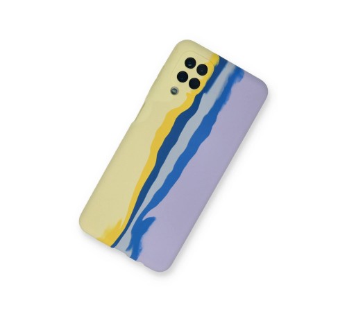 Samsung Galaxy A22 Kılıf Ebruli Lansman Silikon - Sarı-Lila Samsung Galaxy A22 Kılıf Ebruli Lansman Silikon - Sarı-Lila