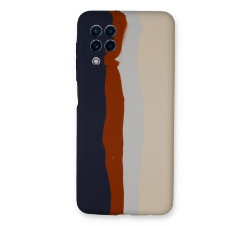 Samsung Galaxy A22 Kılıf Ebruli Lansman Silikon - Lacivert-Krem Samsung Galaxy A22 Kılıf Ebruli Lansman Silikon - Lacivert-Krem