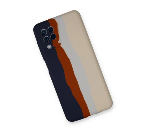 Samsung Galaxy A22 Kılıf Ebruli Lansman Silikon - Lacivert-Krem Samsung Galaxy A22 Kılıf Ebruli Lansman Silikon - Lacivert-Krem