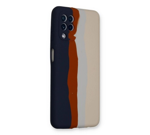 Samsung Galaxy A22 Kılıf Ebruli Lansman Silikon - Lacivert-Krem Samsung Galaxy A22 Kılıf Ebruli Lansman Silikon - Lacivert-Krem