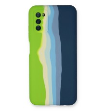 Samsung Galaxy A03S Kılıf Ebruli Lansman Silikon - Yeşil-Koyu Yeşil