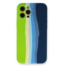 iPhone 12 Pro Max Kılıf Ebruli Lansman Silikon - Yeşil-Koyu Yeşil