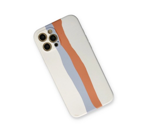 iPhone 12 Pro Max Kılıf Ebruli Lansman Silikon - Beyaz-Turuncu iPhone 12 Pro Max Kılıf Ebruli Lansman Silikon - Beyaz-Turuncu