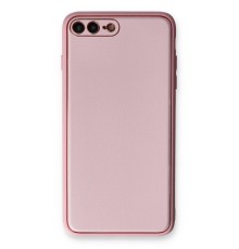 iPhone 7 Plus Kılıf Coco Deri Silikon Kapak - Pudra