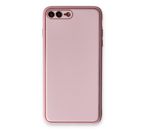 iPhone 7 Plus Kılıf Coco Deri Silikon Kapak - Pudra