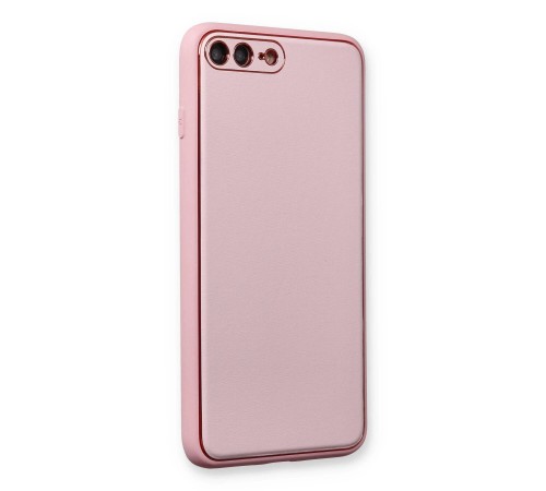 iPhone 7 Plus Kılıf Coco Deri Silikon Kapak - Pudra