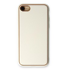 iPhone 7 Kılıf Coco Deri Silikon Kapak - Beyaz