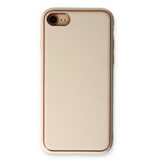 iPhone 7 Kılıf Coco Deri Silikon Kapak - Gold