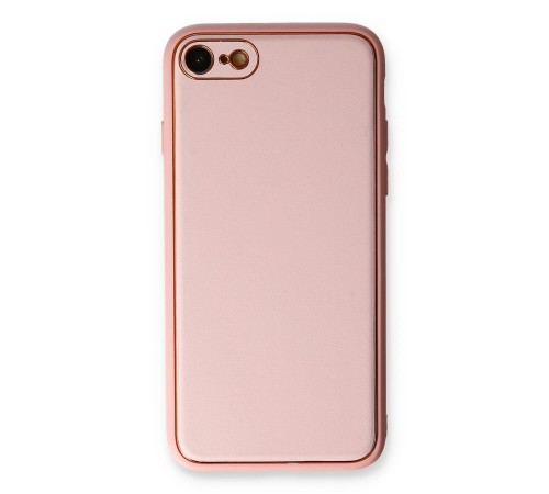 iPhone 7 Kılıf Coco Deri Silikon Kapak - Pudra