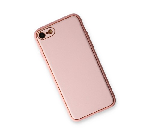 iPhone 7 Kılıf Coco Deri Silikon Kapak - Pudra