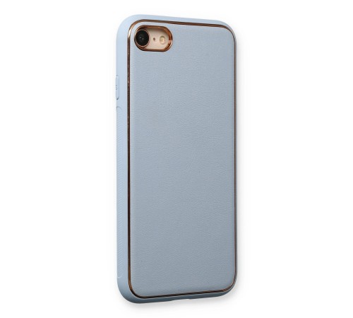 iPhone 7 Kılıf Coco Deri Silikon Kapak - Açık Mavi