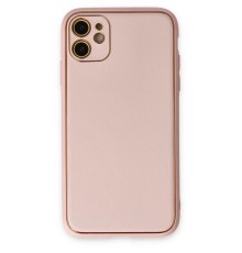 iPhone 12 Kılıf Coco Deri Silikon Kapak - Pudra