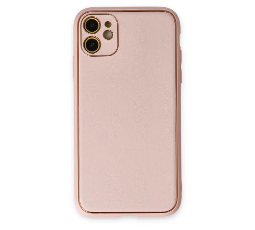 iPhone 12 Kılıf Coco Deri Silikon Kapak - Pudra iPhone 12 Kılıf Coco Deri Silikon Kapak - Pudra