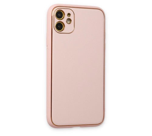 iPhone 12 Kılıf Coco Deri Silikon Kapak - Pudra iPhone 12 Kılıf Coco Deri Silikon Kapak - Pudra