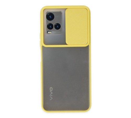 Vivo Y33S Kılıf Palm Buzlu Kamera Sürgülü Silikon - Sarı Vivo Y33S Kılıf Palm Buzlu Kamera Sürgülü Silikon - Sarı