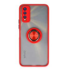 Vivo Y11S Kılıf Montreal Yüzüklü Silikon Kapak - Kırmızı