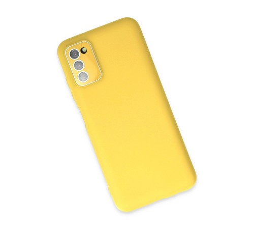 Samsung Galaxy A03S Kılıf Lansman Glass Kapak - Sarı Samsung Galaxy A03S Kılıf Lansman Glass Kapak - Sarı