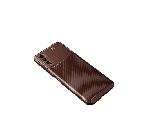 Vivo Y11S Kılıf Auto Focus Karbon Kapak - Kahverengi Vivo Y11S Kılıf Auto Focus Karbon Kapak - Kahverengi