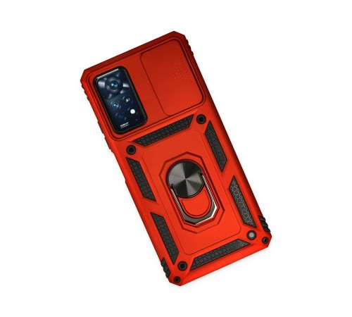 Xiaomi Redmi Note 11 Pro Kılıf Pars Lens Yüzüklü Silikon - Kırmızı