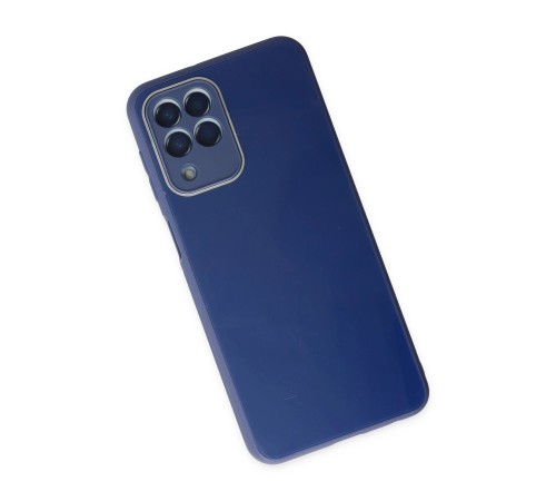 Samsung Galaxy M33 Kılıf Glass Kapak - Lacivert Samsung Galaxy M33 Kılıf Glass Kapak - Lacivert