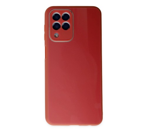 Samsung Galaxy M33 Kılıf Glass Kapak - Bordo Samsung Galaxy M33 Kılıf Glass Kapak - Bordo