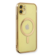 iPhone 12 Kılıf Magneticsafe Lazer Silikon - Gold