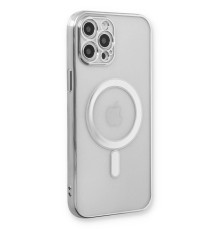 iPhone 12 Pro Kılıf Magneticsafe Lazer Silikon - Gümüş