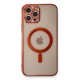 iPhone 12 Pro Kılıf Magneticsafe Lazer Silikon - Kırmızı
