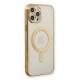 iPhone 12 Pro Kılıf Magneticsafe Lazer Silikon - Gold