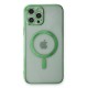 iPhone 12 Pro Kılıf Magneticsafe Lazer Silikon - Haki Yeşil