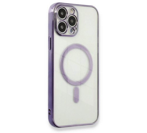 iPhone 13 Pro Max Kılıf Magneticsafe Lazer Silikon - Mor iPhone 13 Pro Max Kılıf Magneticsafe Lazer Silikon - Mor