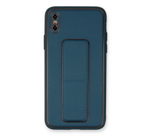 iPhone X Kılıf Coco Deri Standlı Kapak - Mavi iPhone X Kılıf Coco Deri Standlı Kapak - Mavi