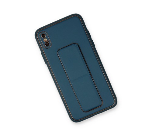 iPhone X Kılıf Coco Deri Standlı Kapak - Mavi iPhone X Kılıf Coco Deri Standlı Kapak - Mavi