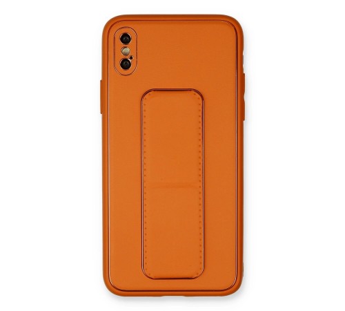 iPhone X Kılıf Coco Deri Standlı Kapak - Turuncu iPhone X Kılıf Coco Deri Standlı Kapak - Turuncu