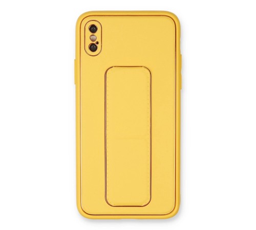 iPhone XS Max Kılıf Coco Deri Standlı Kapak - Sarı iPhone XS Max Kılıf Coco Deri Standlı Kapak - Sarı