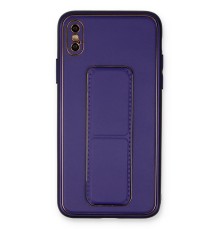 iPhone XS Max Kılıf Coco Deri Standlı Kapak - Mor