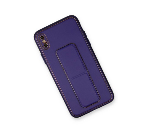 iPhone XS Max Kılıf Coco Deri Standlı Kapak - Mor iPhone XS Max Kılıf Coco Deri Standlı Kapak - Mor