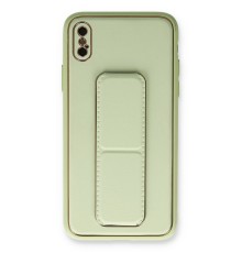 iPhone XS Max Kılıf Coco Deri Standlı Kapak - Su Yeşili