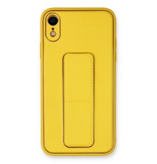 iPhone XR Kılıf Coco Deri Standlı Kapak - Sarı