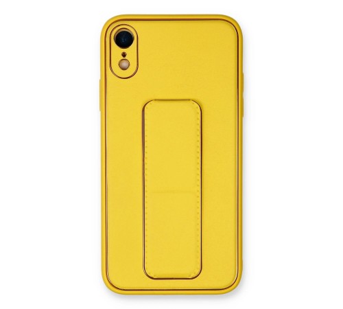 iPhone XR Kılıf Coco Deri Standlı Kapak - Sarı iPhone XR Kılıf Coco Deri Standlı Kapak - Sarı