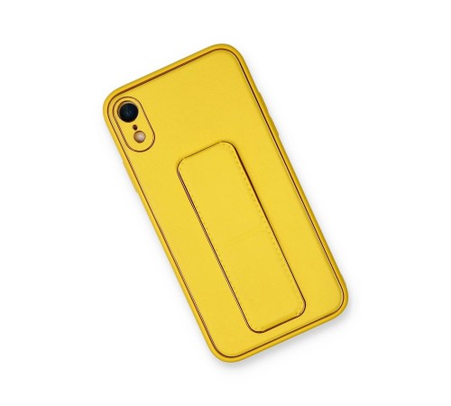 iPhone XR Kılıf Coco Deri Standlı Kapak - Sarı iPhone XR Kılıf Coco Deri Standlı Kapak - Sarı