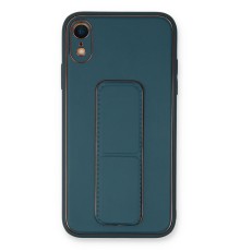 iPhone XR Kılıf Coco Deri Standlı Kapak - Mavi