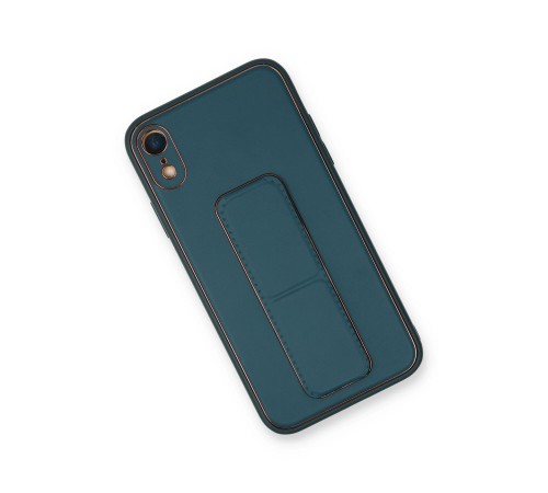 iPhone XR Kılıf Coco Deri Standlı Kapak - Mavi iPhone XR Kılıf Coco Deri Standlı Kapak - Mavi