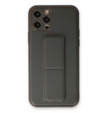 iPhone 12 Pro Max Kılıf Coco Deri Standlı Kapak - Füme