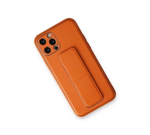 iPhone 12 Pro Max Kılıf Coco Deri Standlı Kapak - Turuncu iPhone 12 Pro Max Kılıf Coco Deri Standlı Kapak - Turuncu