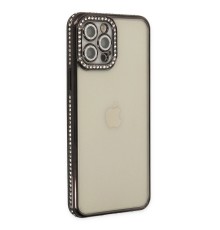iPhone 12 Pro Kılıf Joke Taşlı Silikon - Siyah