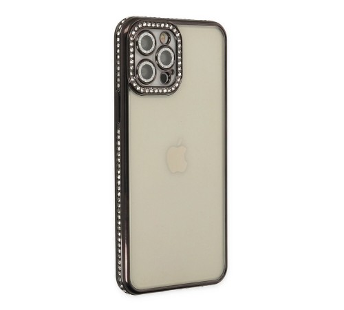 iPhone 12 Pro Kılıf Joke Taşlı Silikon - Siyah iPhone 12 Pro Kılıf Joke Taşlı Silikon - Siyah
